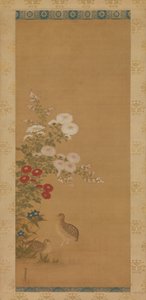 Wachtel und Herbstblumen, spätes 17. Jahrhundert