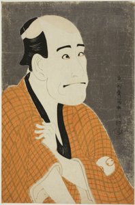 Der Schauspieler Arashi Ryuzo II als Ishibe no Kinkichi, der Geldverleiher