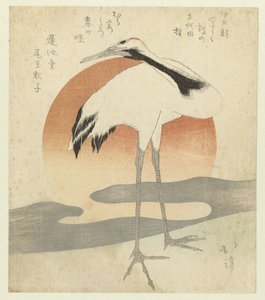 Kranich vor dem ersten Sonnenaufgang des Jahres von Totoya Hokkei
