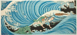Das Seetang-Sammelritual in der Provinz Nagato (Nagato mekari no shinji), aus der Serie "Berühmte Orte in den Provinzen (Shokoku meisho)"