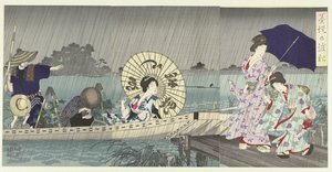 Die Fähre zwischen den Ufern des Sumida