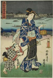 Abendvergnügungen in Ryogoku in der östlichen Hauptstadt von Toyohara Kunichika