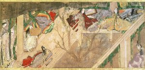 Die Geschichte von Genji (Genji Monogatari), 10. Jahrhundert Roman über das romantische Leben von Prinz Genji, Illustration von Hikokuni Tokugawa II (fl.1821-24), veröffentlicht im 19. Jahrhundert von Toyokawa Hikokuni