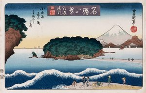 „Klares Wetter, Enoshima“ aus der Serie „Acht Ansichten berühmter Orte“ von Toyokuni II