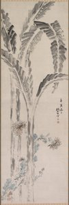 Bananenpflanze und Chrysantheme von Tsubaki Chinzan