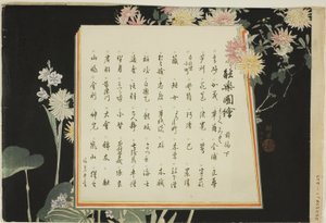 Indexseite, Drucke .51-.100 (Bd.1), aus der Serie "Bilder von keinen Aufführungen (Nogaku Zue)"