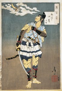Nahaufnahme eines Samurai mit Schwert von Tsukioka Yoshitoshi