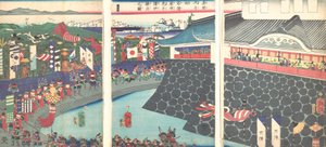 Hideyoshi und seine Truppen verlassen das Lager von Nagoya Mashiba Hideyoshi ko nagoya jin saki..., 19. Jahrhundert