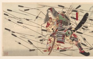 Ichikawa Danjuro IX als Kusunoki Masatsura bei der Schlacht von Shijonawate