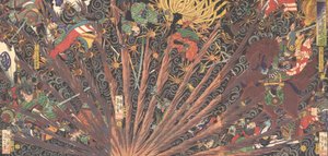 Masakiyos herausfordernde Schlacht, aus der Serie Taiheiki, 1866 von Tsukioka Yoshitoshi