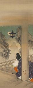 Murasaki Shikibu im Ishiyamadera-Tempel, basierend auf dem Druck..., ca. 1892 von Tsukioka Yoshitoshi