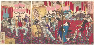 Party des Polizeipräsidenten: Ein Geschenk aus Essen und Trinken von Tsukioka Yoshitoshi