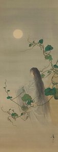 Der Geist der verstorbenen Yugao, umwunden von Mondblumenranken, ca. 1892 von Tsukioka Yoshitoshi