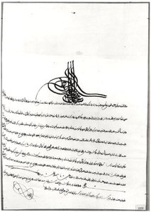 Dokument zur sicheren Durchreise, ausgestellt an Rene de Chateaubriand (1768-1848) von Sultan Selim III (1761-1808) 14-23 September 1806 von Turkish School