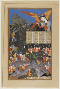 Iskandar begegnet dem Engel Israfel aus einem Shahnama