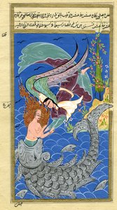 Jona und der große Fisch (Aquarell und Goldpulver auf Papier)