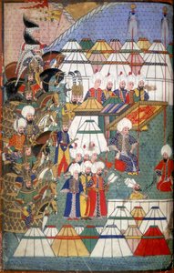 Lala Mustafa Pascha in seinem Lager nach seinem Sieg bei Kars, Illustration aus dem 