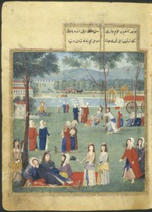 Die Gärten von Kagithane (Die süßen Wasser Europas), Frauen in einem Park von Turkish School
