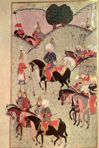 Sultan Selim II (1524-74) reitet zwischen Kotahia und Belgrad, um sich der kaiserlichen Armee anzuschließen, 1584-89