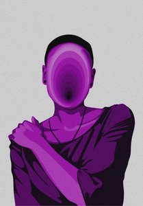 Gesichtslose lila Figur