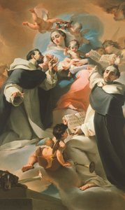 Unsere Liebe Frau vom Rosenkranz mit Kind, St. Dominikus und St. Vinzenz Ferrer, ca. 1773