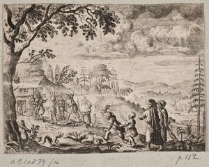 Landschaft mit zwei Männern, die sich erheben