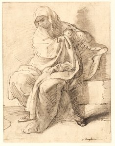 Sitzende drapierte Frau