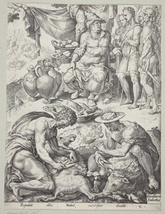Nabal weigert sich, David Essen zu schicken von Ubekendt efter Maarten van Heemskerck
