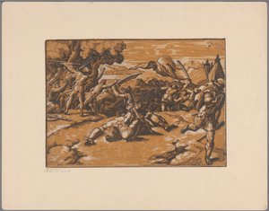 David enthauptet Goliath von Ugo da Carpi
