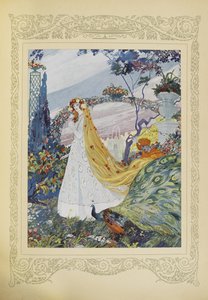 Sie bedeckte ihr lockiges Haar immer mit einer Blumenkrone, Illustration aus 