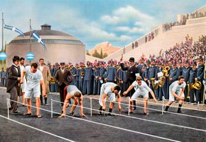 100-Meter-Sprint bei den Olympischen Spielen, Athen, 1896, 1936 von Unbekannt