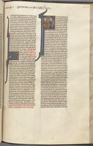 74. Fol. 463r, Apostelgeschichte, historiierte Initiale P, die Himmelfahrt, um 1275-1300