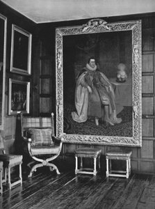 Eine Ecke der Leicester Galerie, Knole. Mit Porträt von James I, 1928