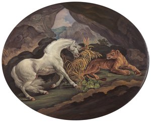 Ein Pferd erschreckt durch eine Löwin, ca. 1800