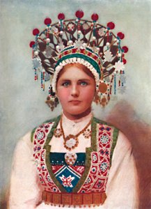 Ein norwegisches Mädchen im Brautkleid, 1912