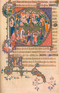 Eine Seite aus dem Egerton Bohun Psalter-Stundenbuch, 1370, 1937
