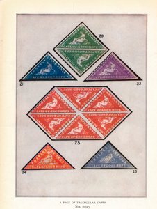 Eine Seite mit dreieckigen Umhängen Nr. 20-25, ca. 1943, 1944