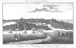 Eine Perspektivansicht von Colchester, in der Grafschaft Essex, ca. 1742