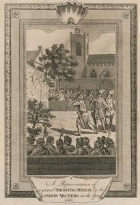 Darstellung eines großen Schießwettbewerbs der Londoner Bogenschützen im Jahr 1583