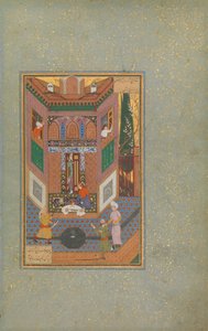 Ein Raufbold verschont das Leben eines armen Mannes, Folio 4v aus einem Mantiq al-tair Sprache der Vögel, 16. Jahrhundert von Unbekannt