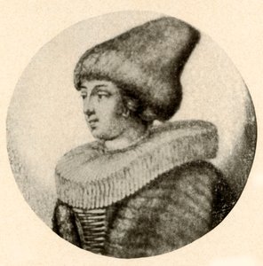 Eine schwedische Dame mit spitzer Pelzmütze und Halskrause, 1640, 1937