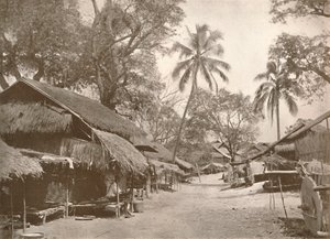 Eine typische burmesische Dorfszene, 1900