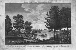 Ansicht der Insel im Garten von Hopkins, Esqr. nahe Cobham in Surry, um 1760