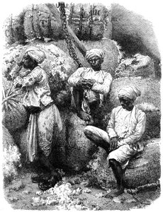 Ein Baumwollmarkt in Bombay, Indien, 19. Jahrhundert von Unbekannt
