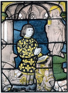 Ein Ritter von Bernemicourt bei seinen Gebeten vor einem Bild von St. Maria Magdalena von Unbekannt