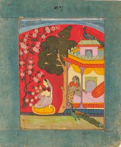 Eine Dame pflückt Blüten, Darstellung des musikalischen Modus Ramakali Ragini, ca. 1675