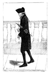 Ein Mann, der mit einem Regenschirm unter dem Arm geht, 1784 von Unbekannt