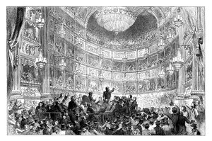 Ein Treffen der Anti-Corn Law League im Drury Lane Theatre, London, 1838 ca. 1895