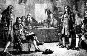 Ein Treffen der Royal Society in Crane Court, Fleet Street, London, 18. Jahrhundert, ca. 1880