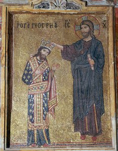 Mosaik von Christus, der Roger II. krönt, 12. Jahrhundert